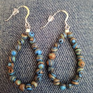 Earrings Mexican Calcite Beaded Hoops